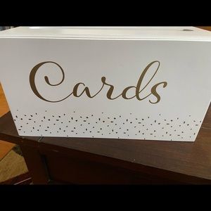 COPY - Wedding Decor. Gold script printed card box.